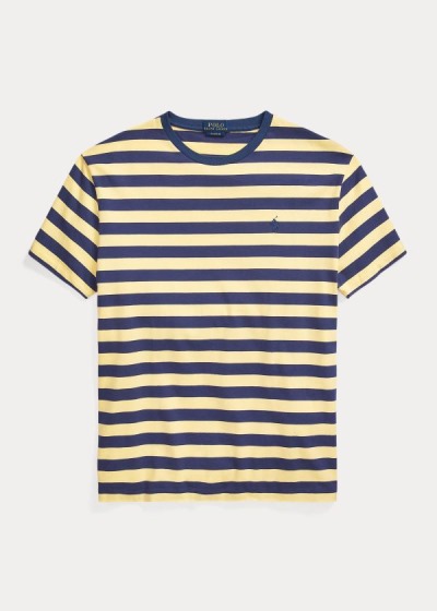 Playeras Polo Ralph Lauren Hombre Azul Marino / Amarillos - Classic Striped Jersey - IODKM9735